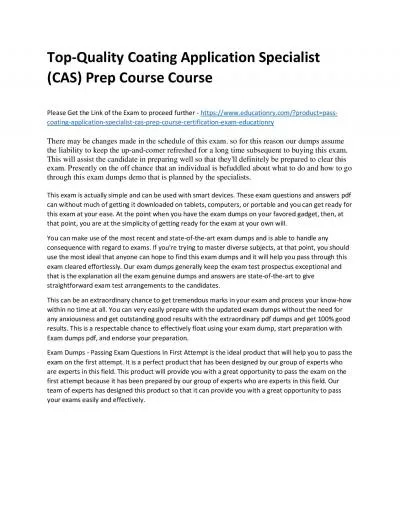 Top-Quality Coating Application Specialist (CAS) Prep Practice Course