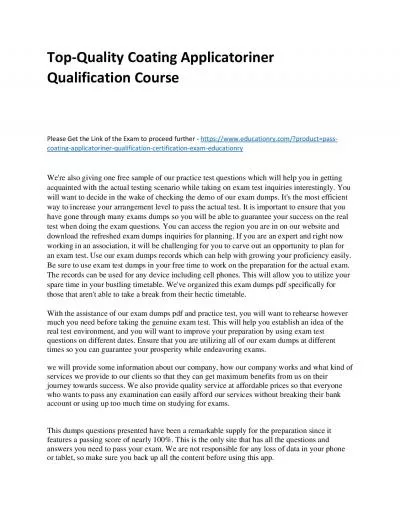 Top-Quality Coating Applicatoriner Qualification Practice Course