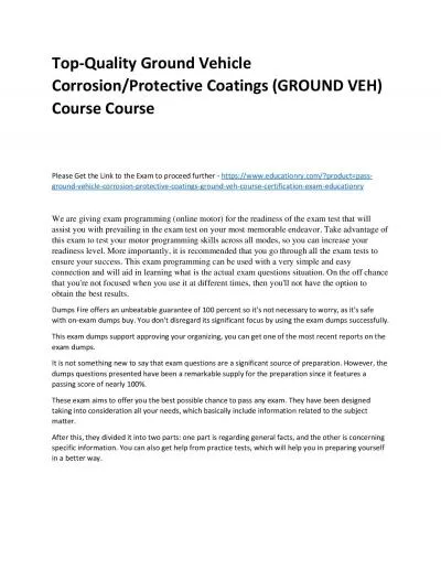 Top-Quality Ground Vehicle Corrosion/Protective Coatings (GROUND VEH) Practice Course