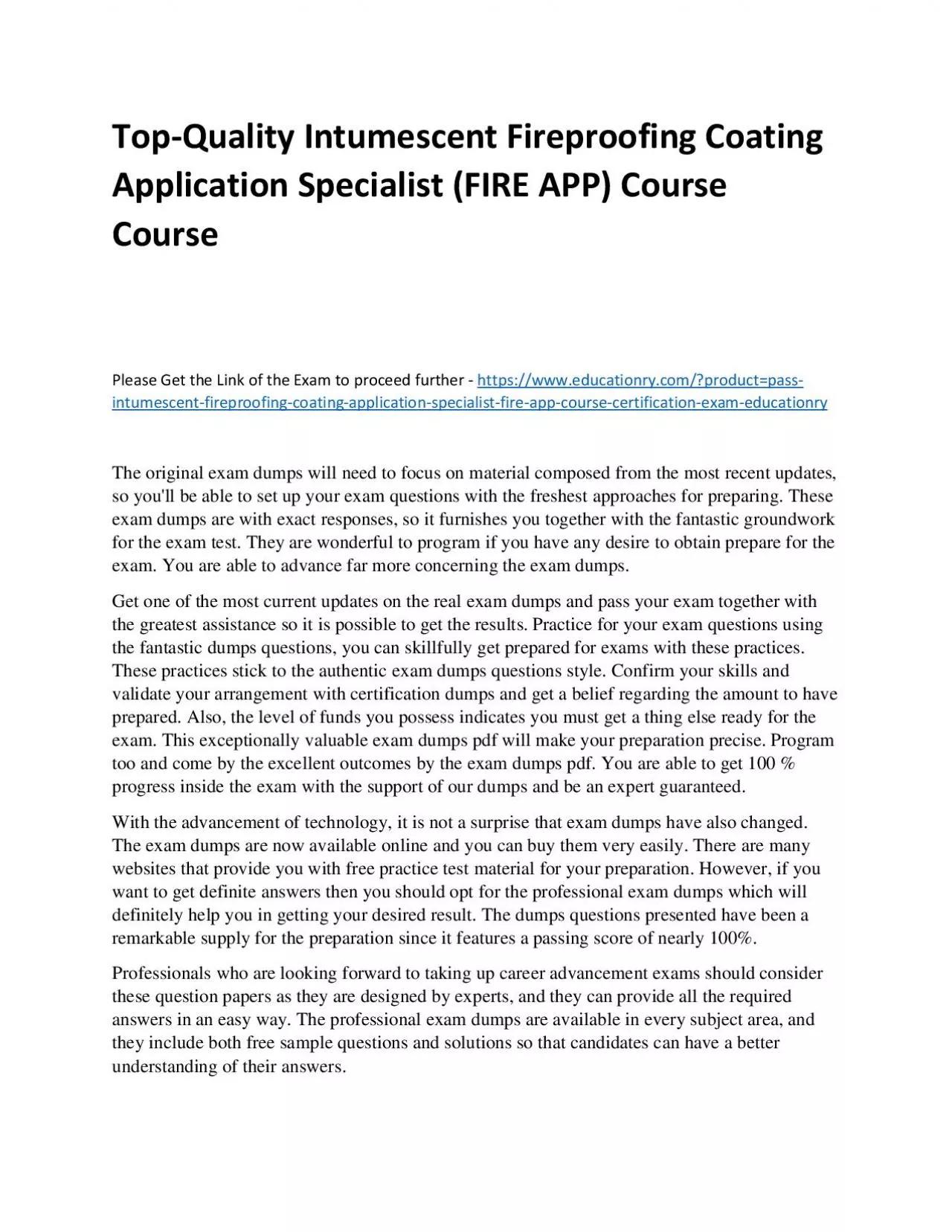 PDF-Top-Quality Intumescent Fireproofing Coating Application Specialist (FIRE APP) Practice