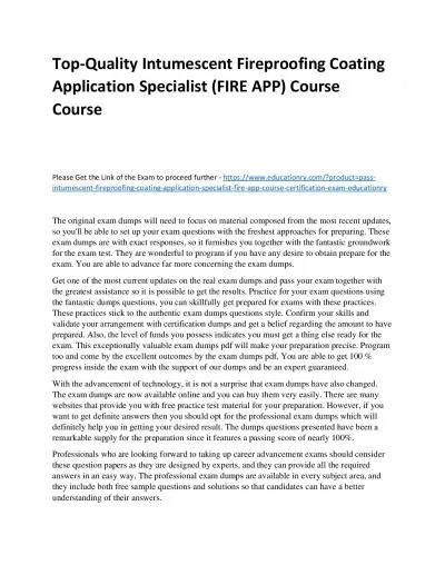 Top-Quality Intumescent Fireproofing Coating Application Specialist (FIRE APP) Practice Course