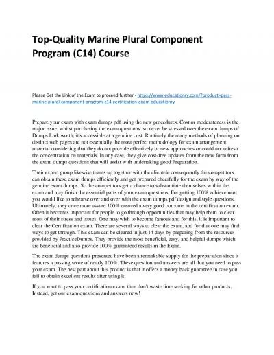 Top-Quality Marine Plural Component Program (C14) Practice Course