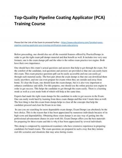 Top-Quality Pipeline Coating Applicator (PCA) Training Practice Course