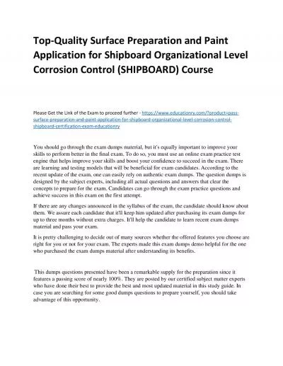 Top-Quality Surface Preparation and Paint Application for Shipboard Organizational Level Corrosion Control (SHIPBOARD) Practice Course