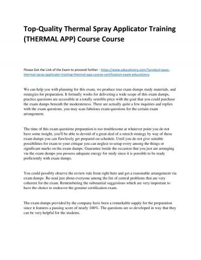 Top-Quality Thermal Spray Applicator Training (THERMAL APP) Practice Course