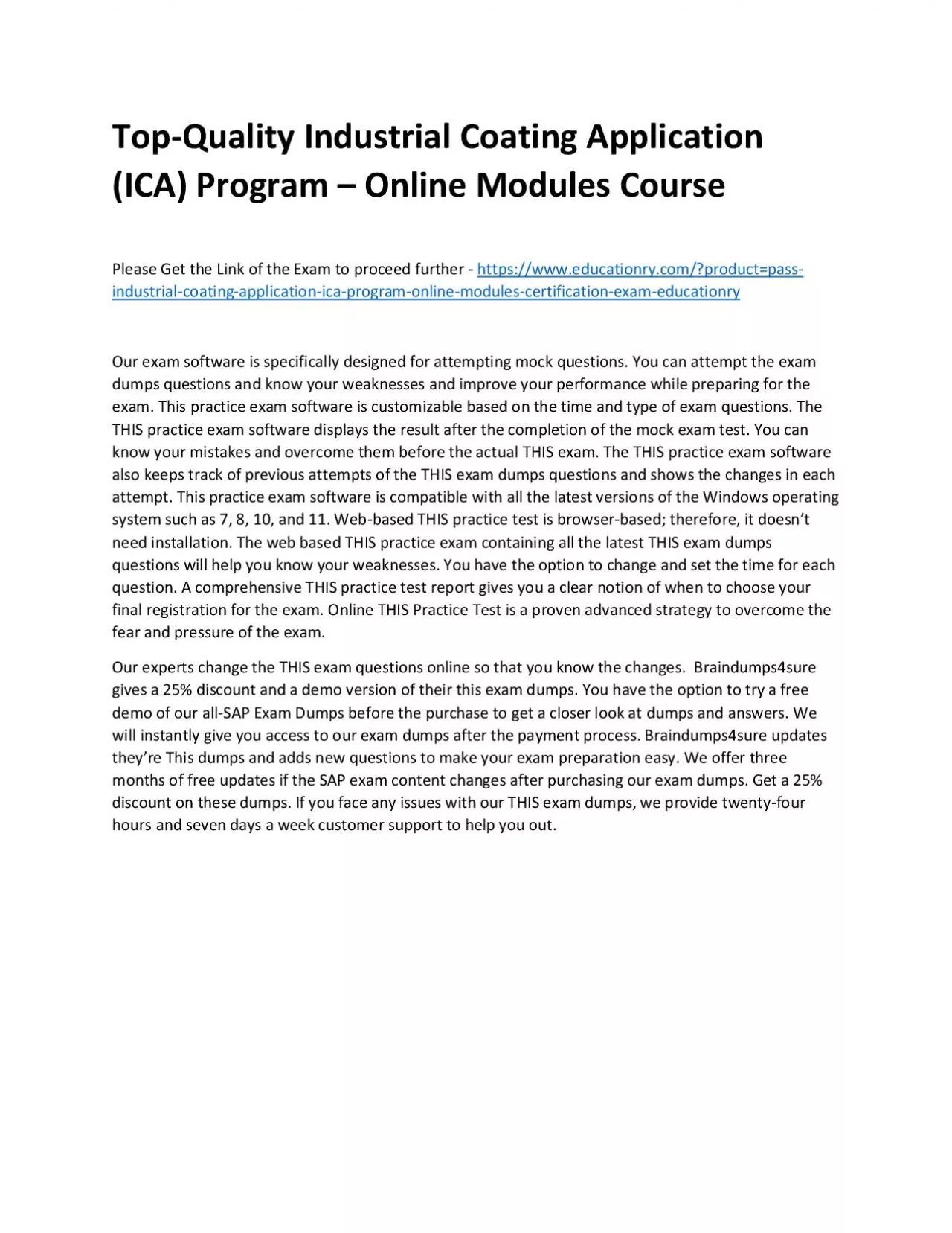 PDF-Top-Quality Industrial Coating Application (ICA) Program – Online Modules Practice Course