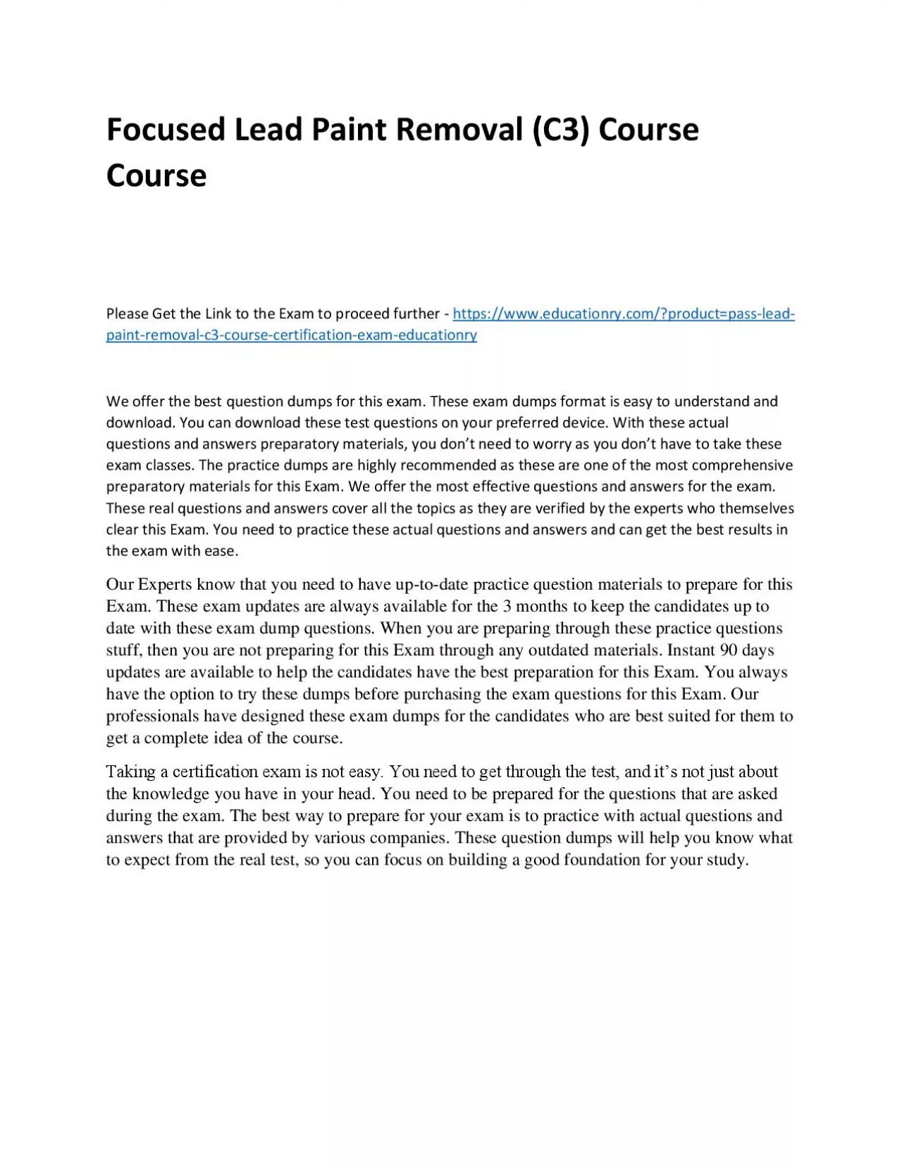 PDF-Focused Lead Paint Removal (C3) Practice Course