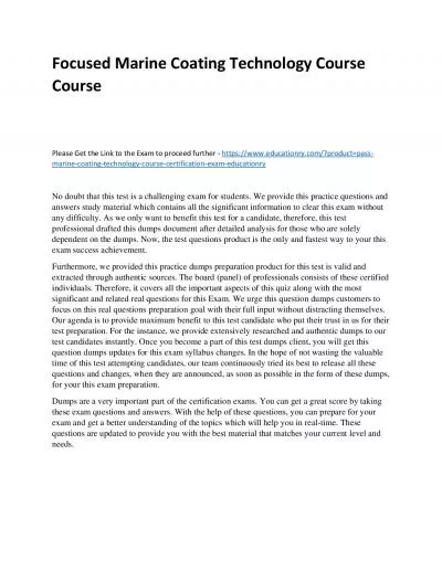 Focused Marine Coating Technology Practice Course