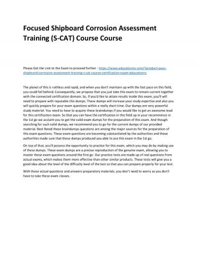 Focused Shipboard Corrosion Assessment Training (S-CAT) Practice Course