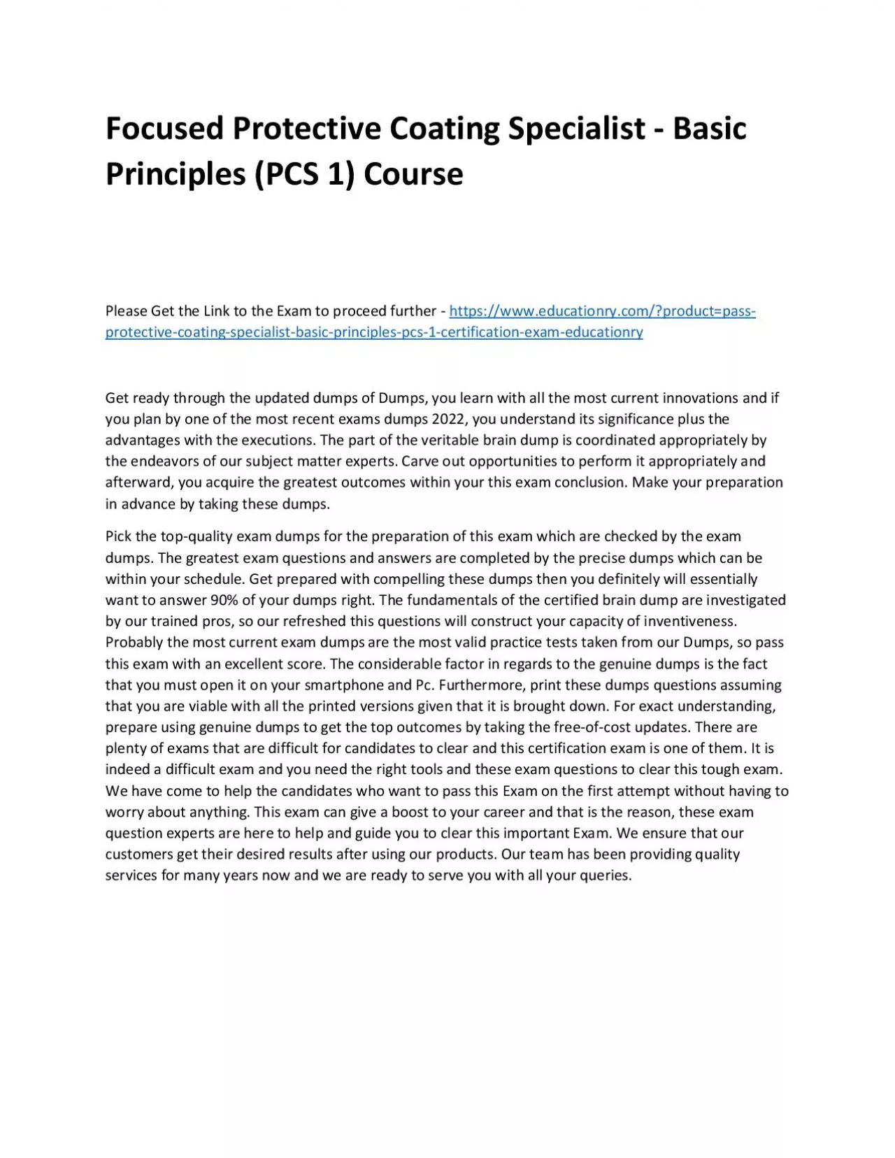 PDF-Focused Protective Coating Specialist - Basic Principles (PCS 1) Practice Course