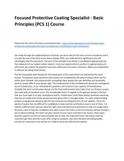 Focused Protective Coating Specialist - Basic Principles (PCS 1) Practice Course