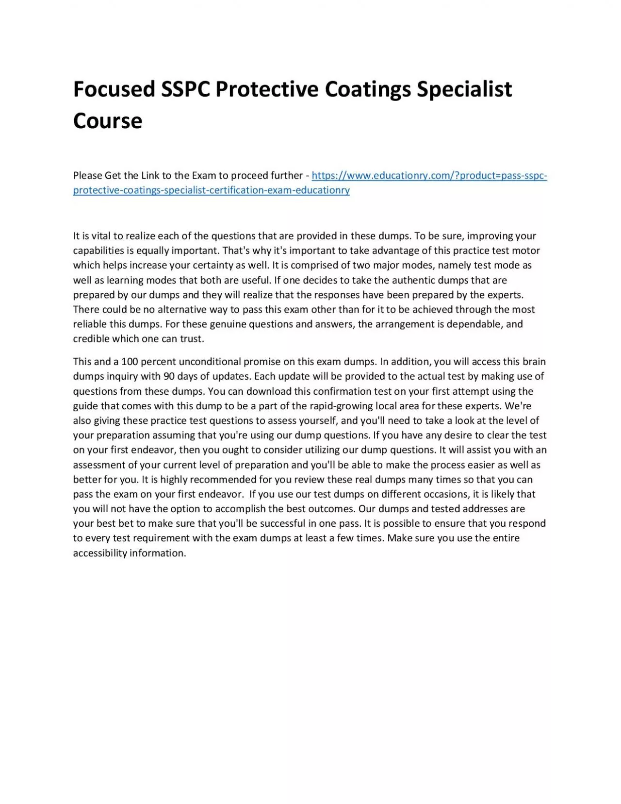 PDF-Focused SSPC Protective Coatings Specialist Practice Course