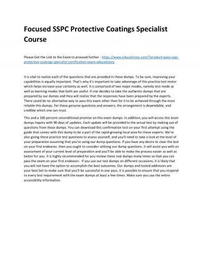 Focused SSPC Protective Coatings Specialist Practice Course