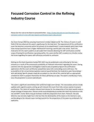 Focused Corrosion Control in the Refining Industry Practice Course