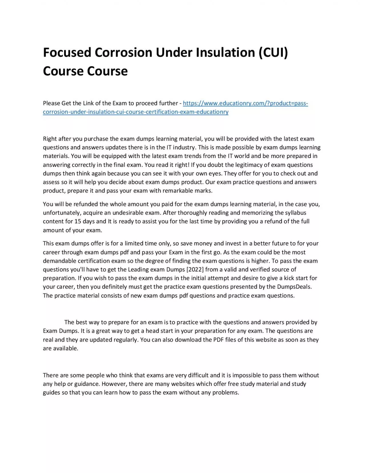 PDF-Focused Corrosion Under Insulation (CUI) Practice Course