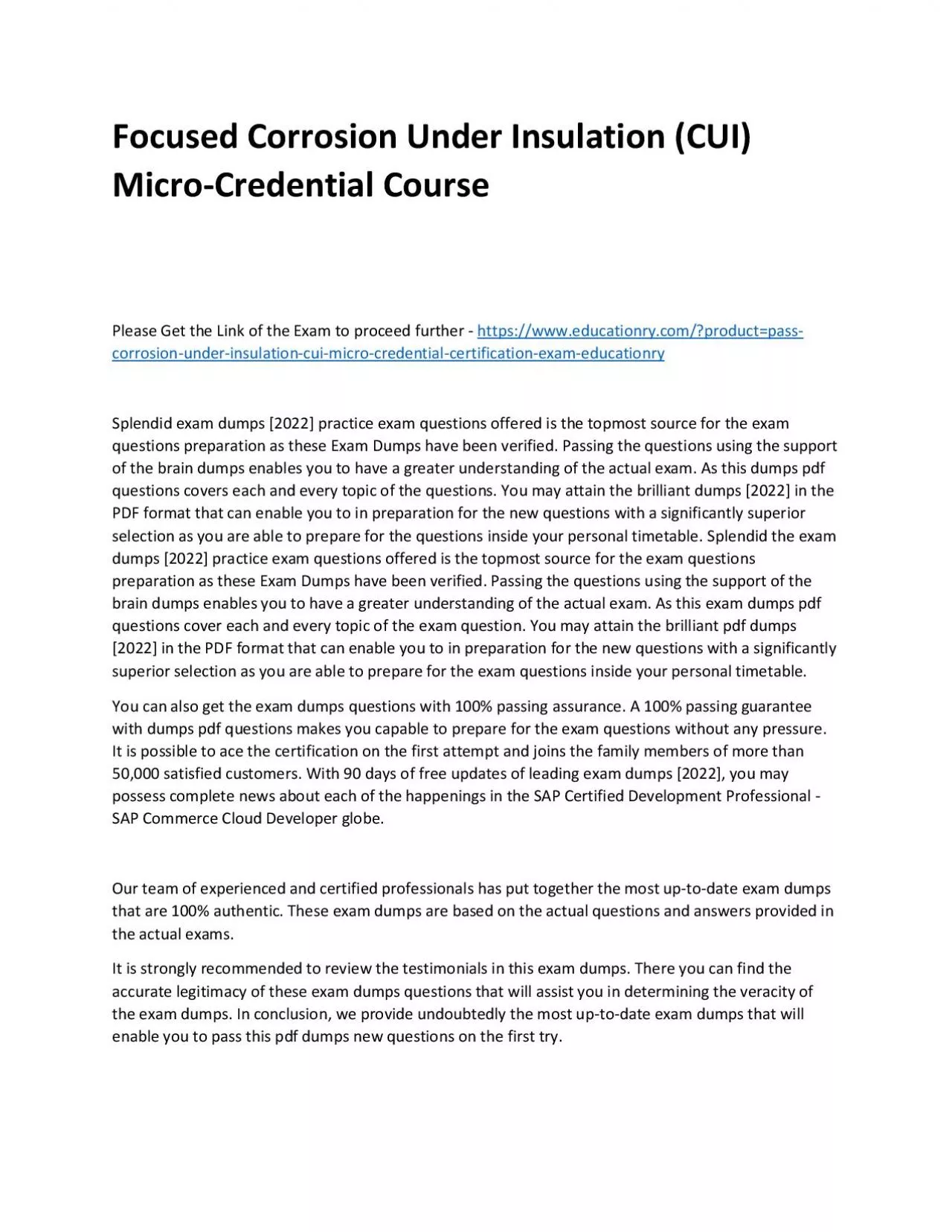 PDF-Focused Corrosion Under Insulation (CUI) Micro-Credential Practice Course