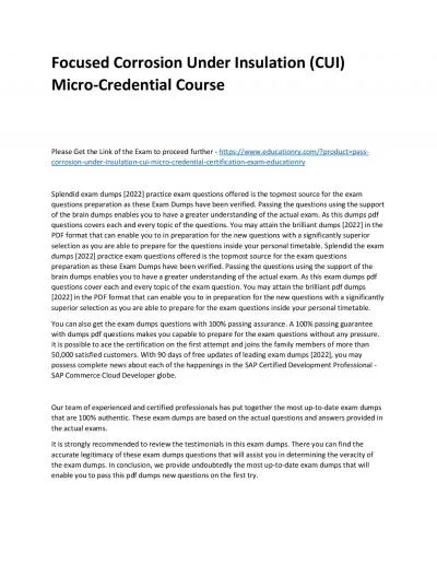 Focused Corrosion Under Insulation (CUI) Micro-Credential Practice Course