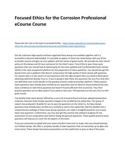 Focused Ethics for the Corrosion Professional eCourse Practice Course