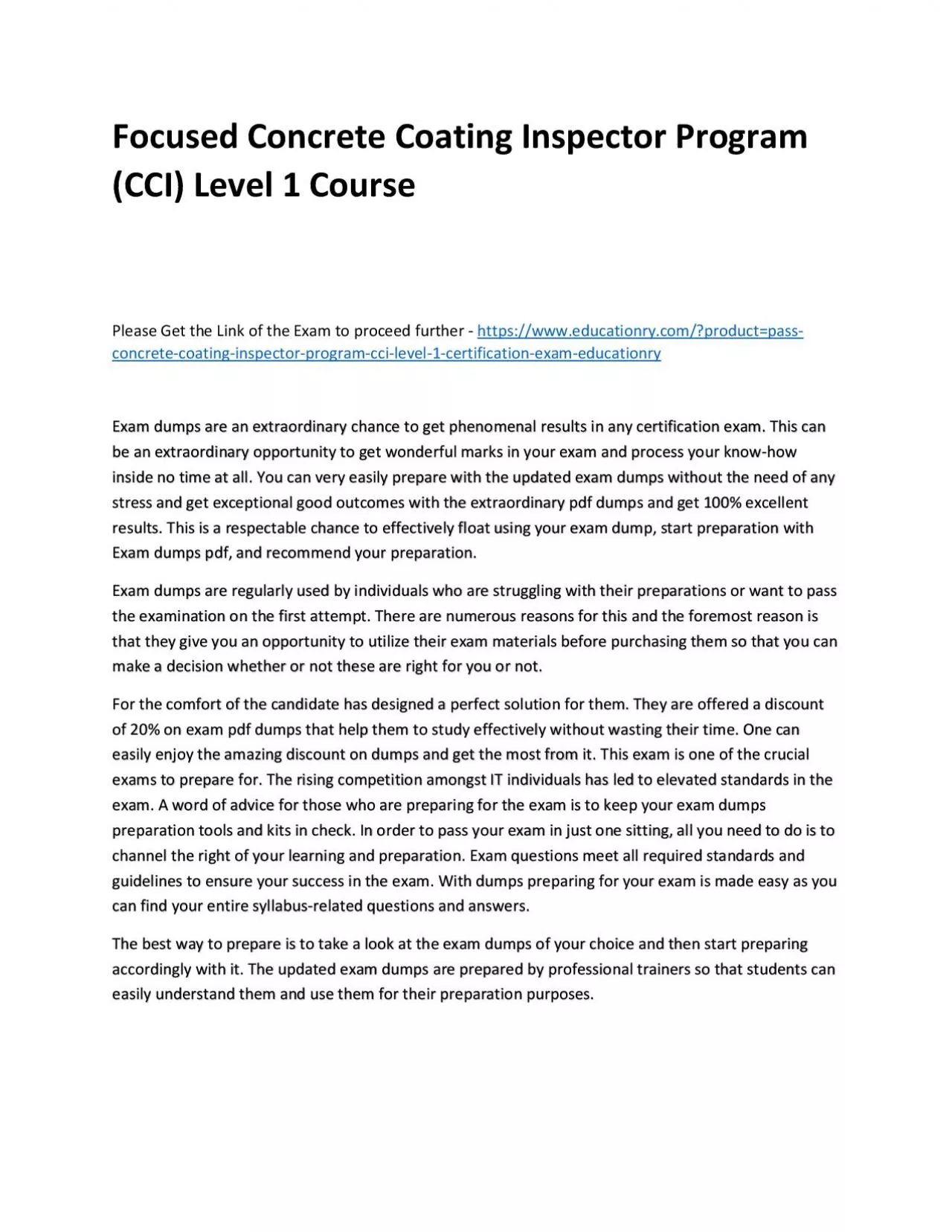 PDF-Focused Concrete Coating Inspector Program (CCI) Level 1 Practice Course