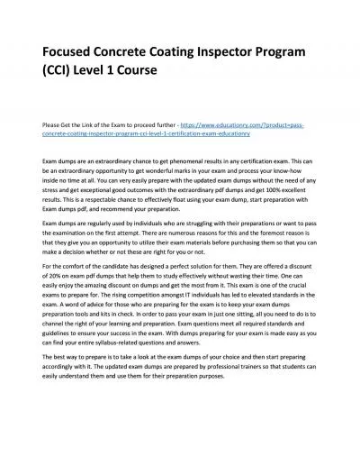 Focused Concrete Coating Inspector Program (CCI) Level 1 Practice Course