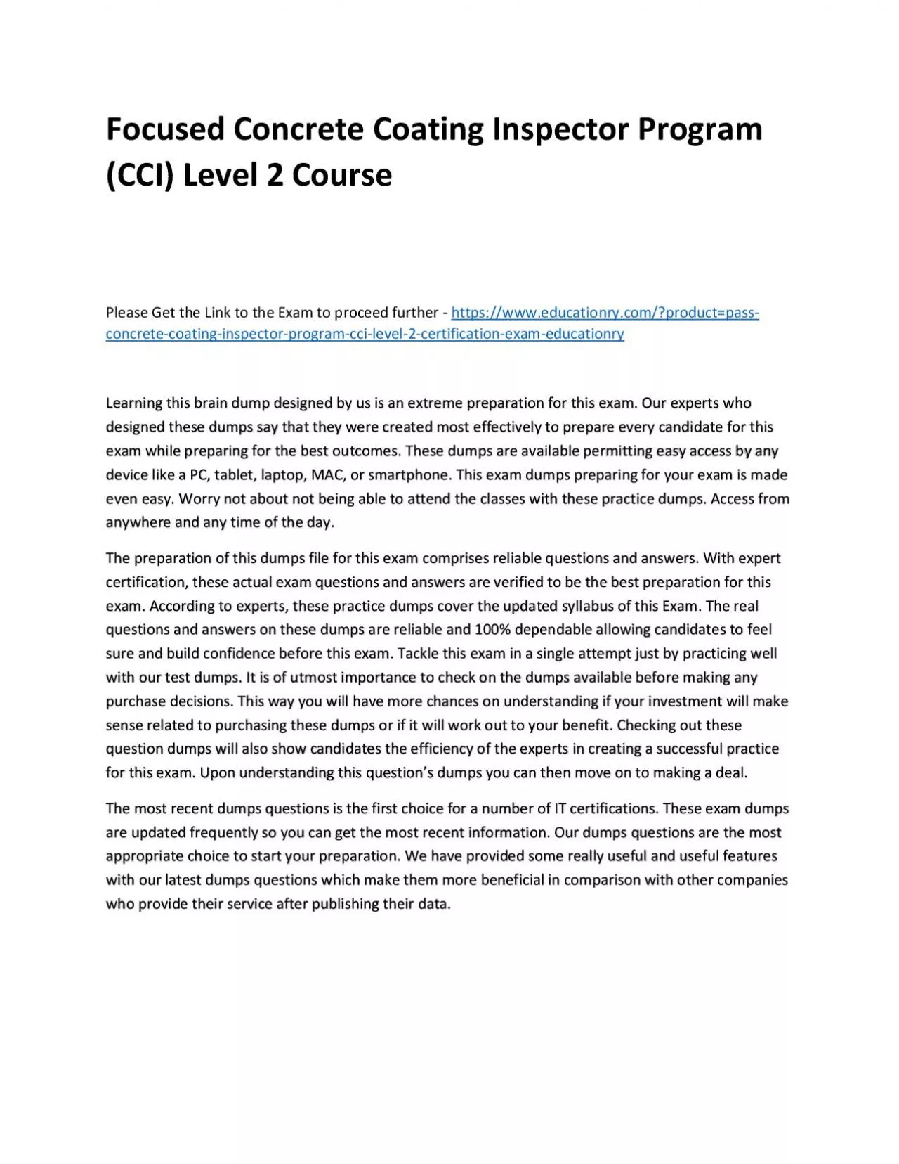 PDF-Focused Concrete Coating Inspector Program (CCI) Level 2 Practice Course