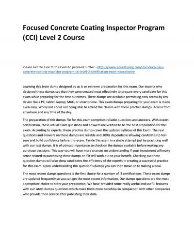 Focused Concrete Coating Inspector Program (CCI) Level 2 Practice Course