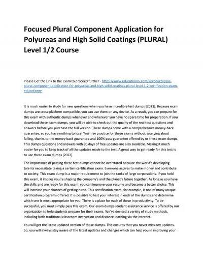 Focused Plural Component Application for Polyureas and High Solid Coatings (PLURAL) Level 1/2 Practice Course