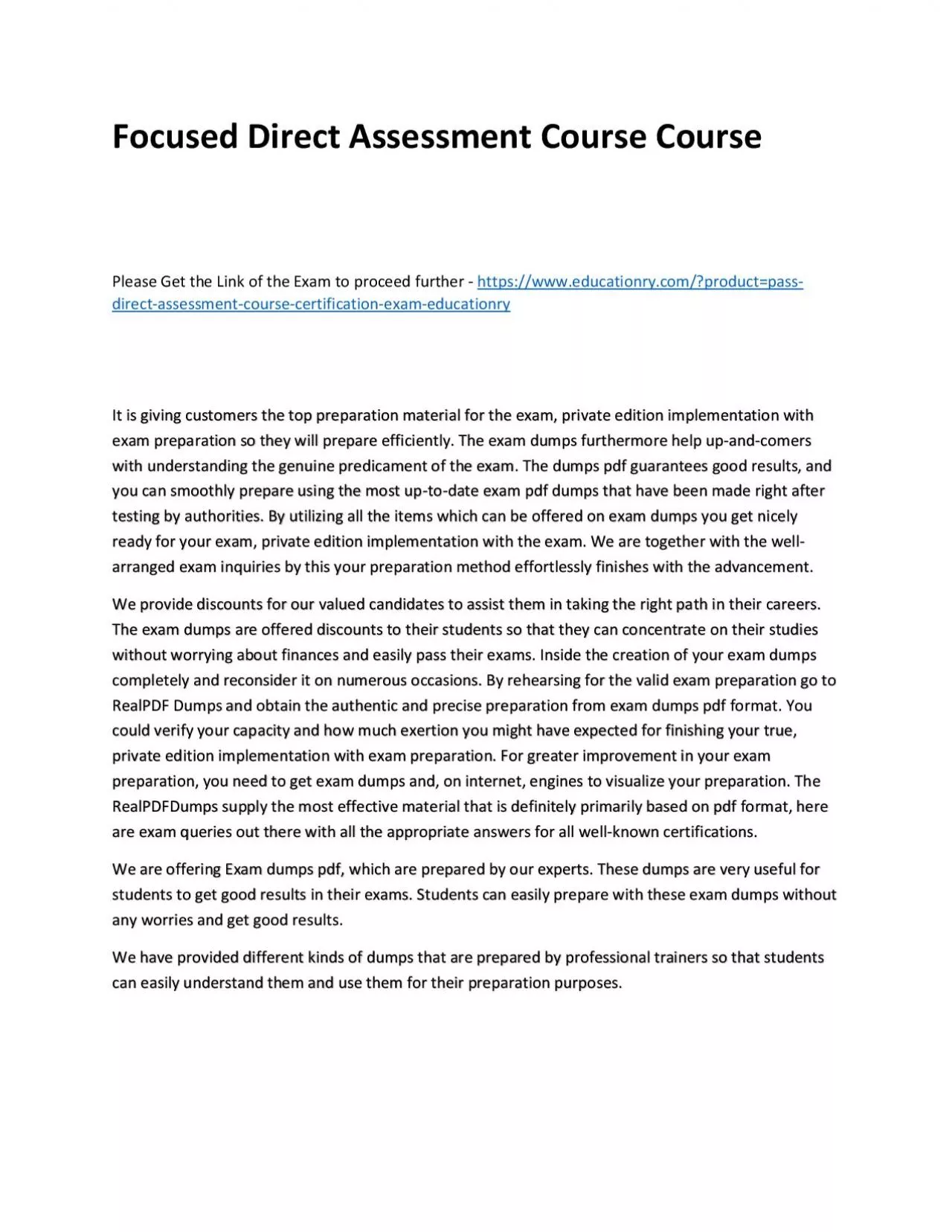 PDF-Focused Direct Assessment Practice Course