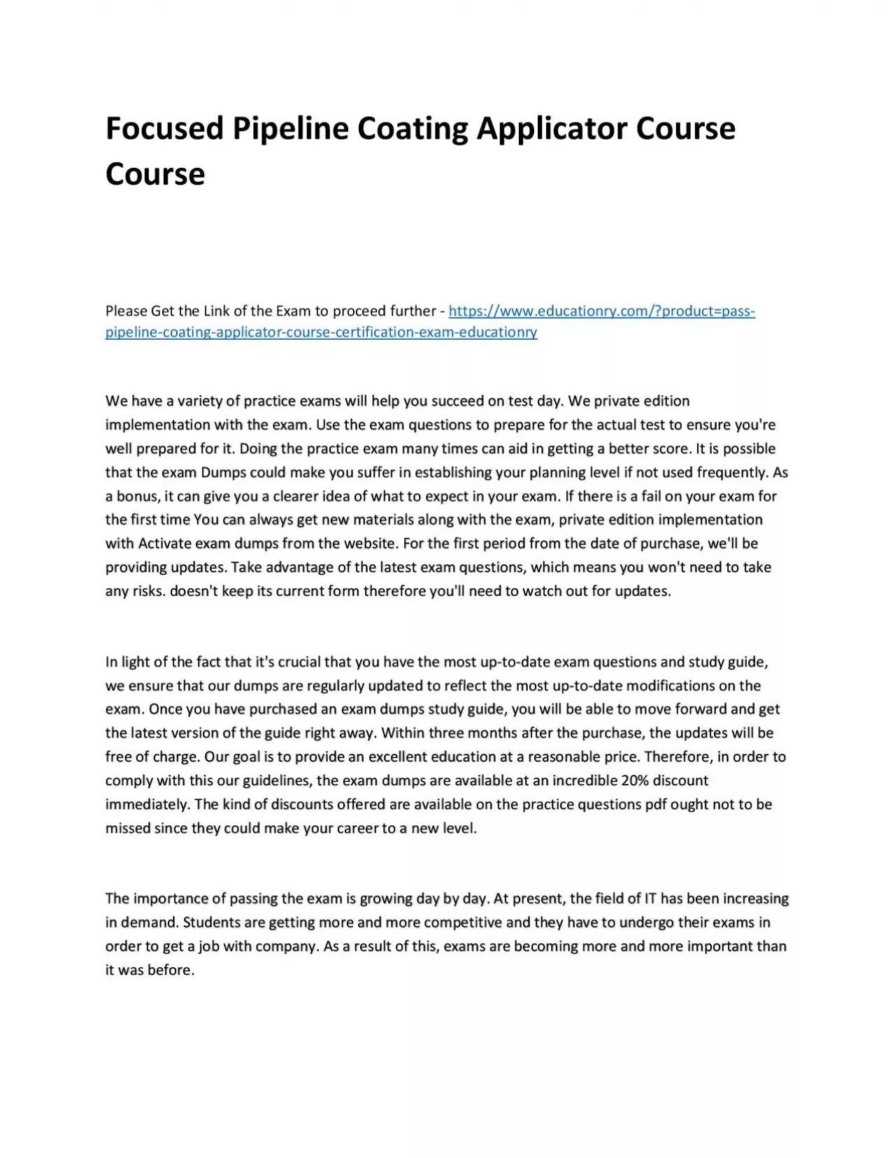 PDF-Focused Pipeline Coating Applicator Practice Course