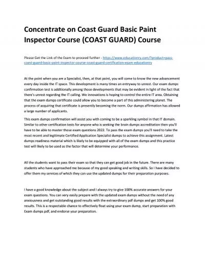 Concentrate on Coast Guard Basic Paint Inspector (COAST GUARD) Practice Course