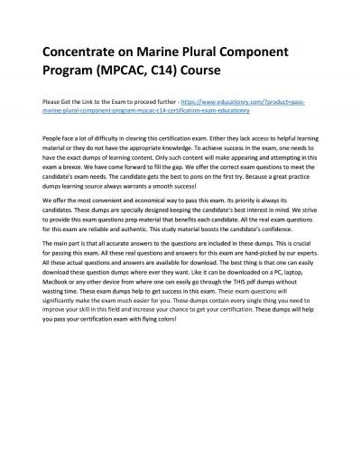 Concentrate on Marine Plural Component Program (MPCAC, C14) Practice Course