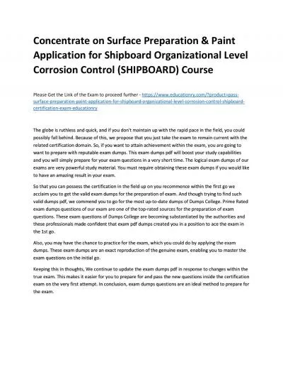 Concentrate on Surface Preparation & Paint Application for Shipboard Organizational Level