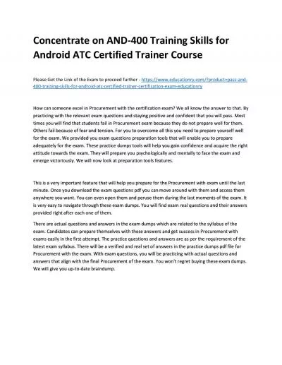 Concentrate on AND-400 Training Skills for Android ATC Certified Trainer Practice Course