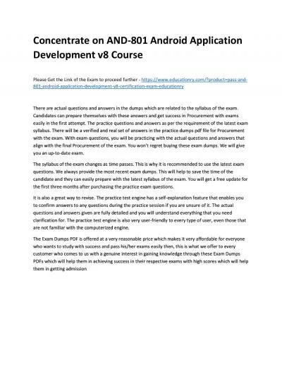 Concentrate on AND-801 Android Application Development v8 Practice Course