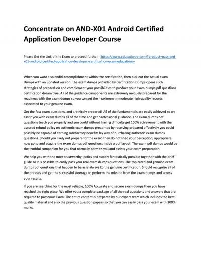 Concentrate on AND-X01 Android Certified Application Developer Practice Course