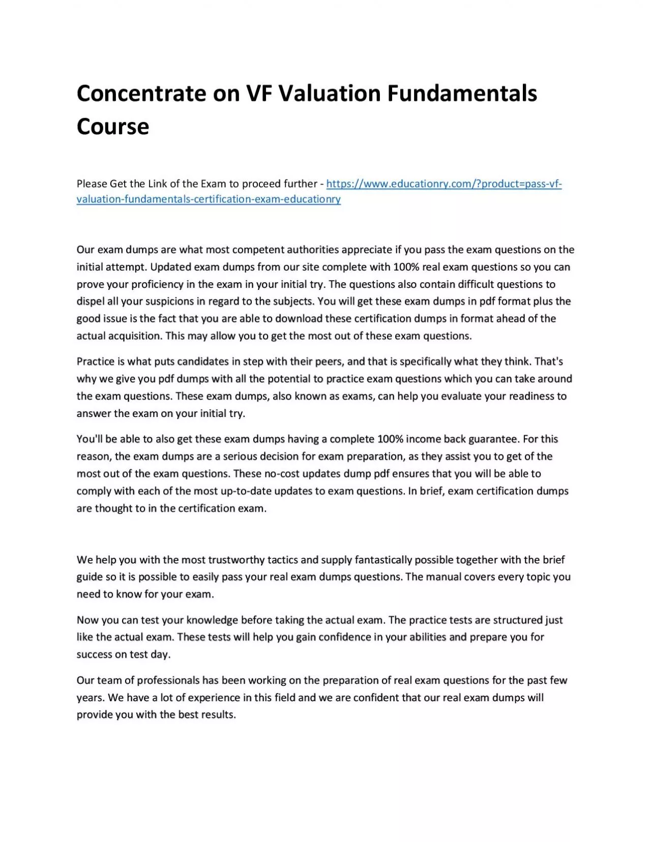 PDF-Concentrate on VF Valuation Fundamentals Practice Course