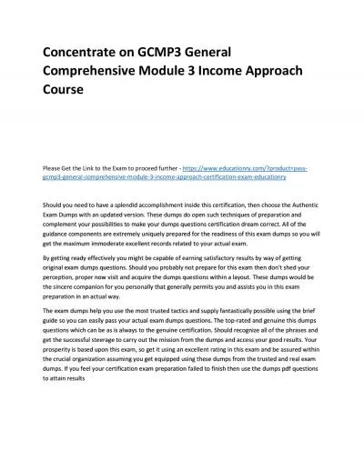 Concentrate on GCMP3 General Comprehensive Module 3 Income Approach Practice Course
