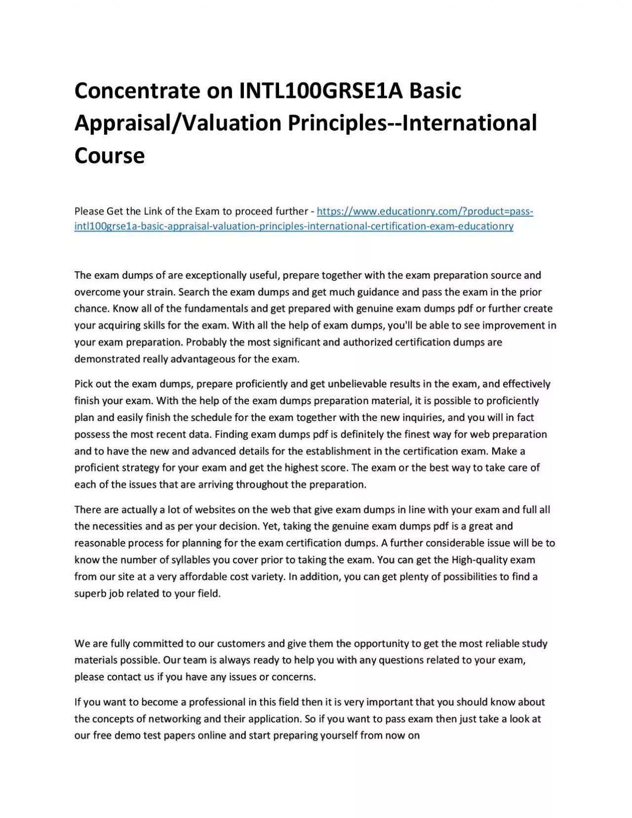 PDF-Concentrate on INTL100GRSE1A Basic Appraisal/Valuation Principles--International Practice