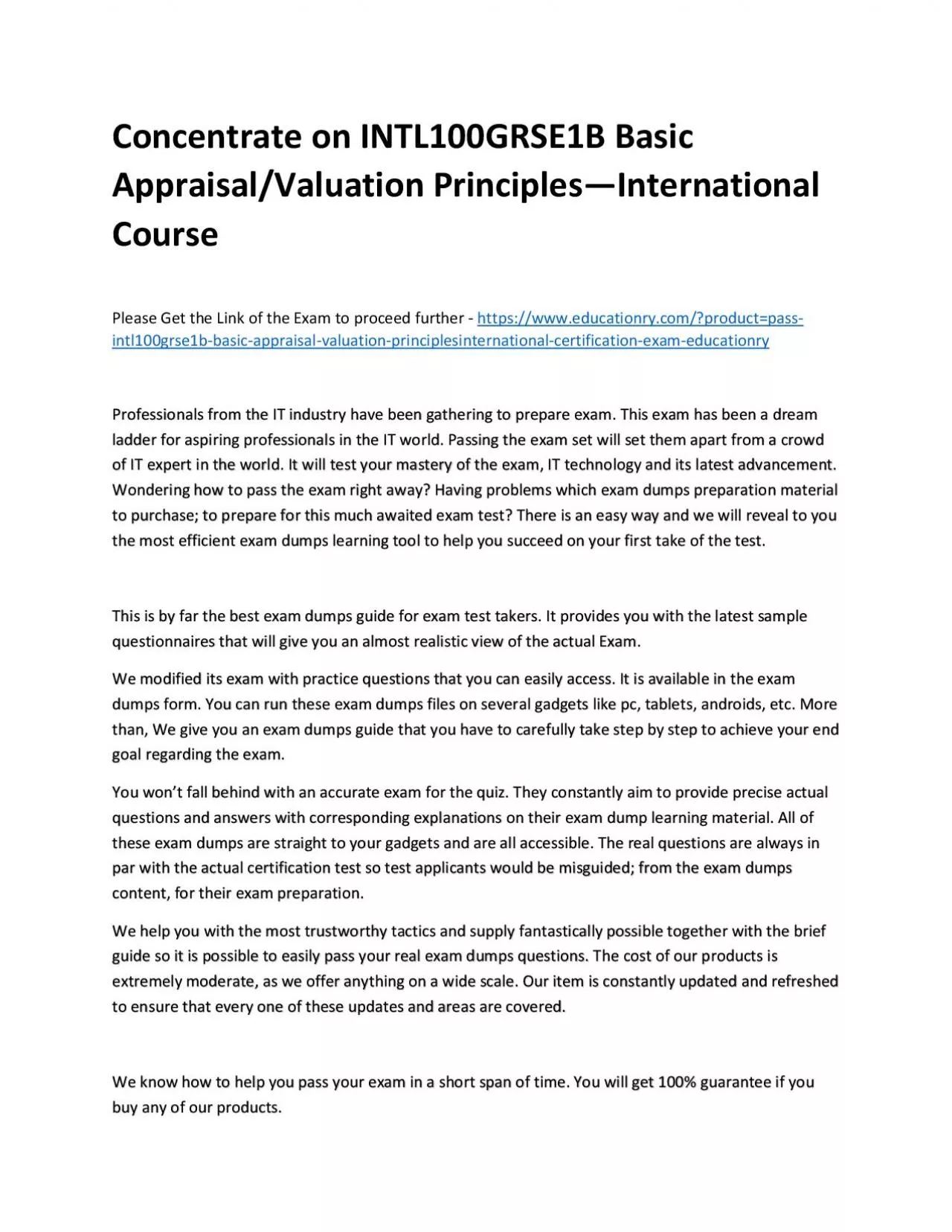 PDF-Concentrate on INTL100GRSE1B Basic Appraisal/Valuation Principles—International Practice