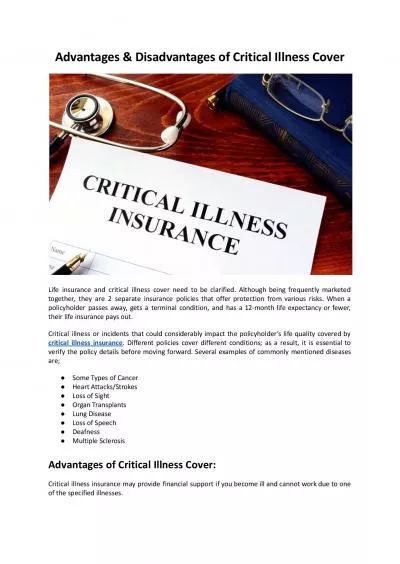 Advantages & Disadvantages of Critical Illness Cover - Mountview Financial Solutions