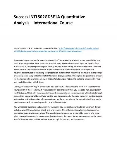 Success INTL502GDSE1A Quantitative Analysis—International Practice Course