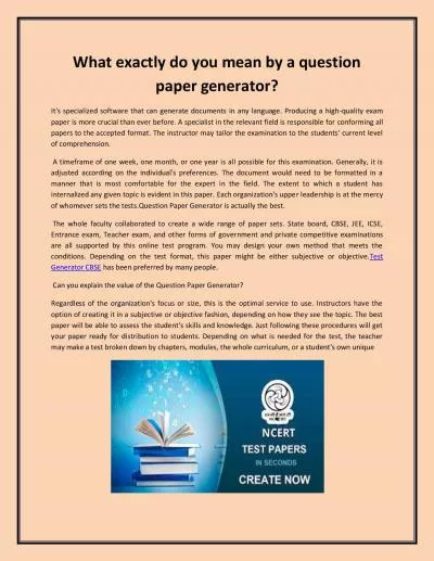 What exactly do you mean by a question paper generator?