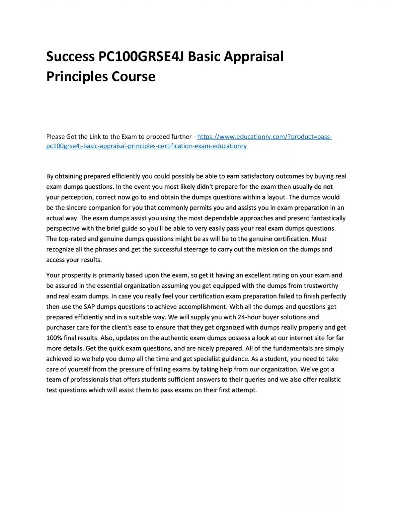 PDF-Success PC100GRSE4J Basic Appraisal Principles Practice Course