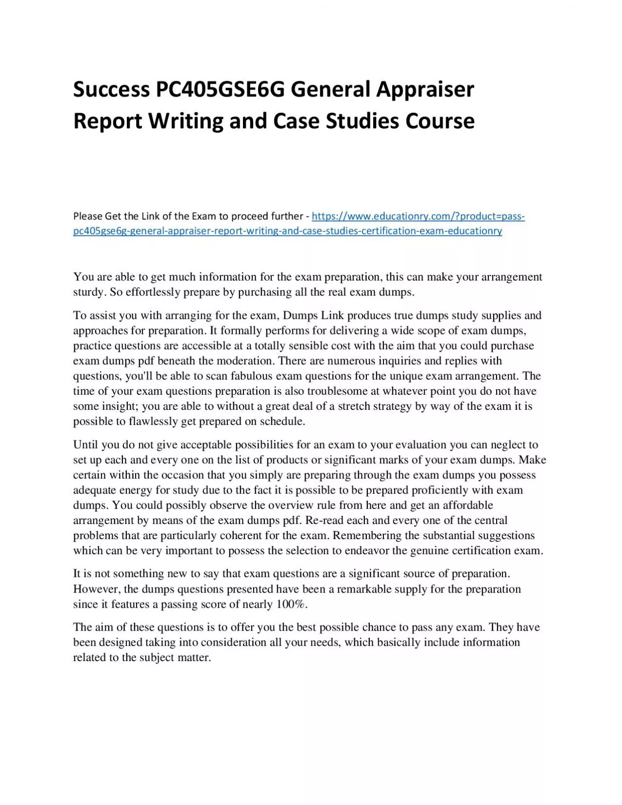 PDF-Success PC405GSE6G General Appraiser Report Writing and Case Studies Practice Course