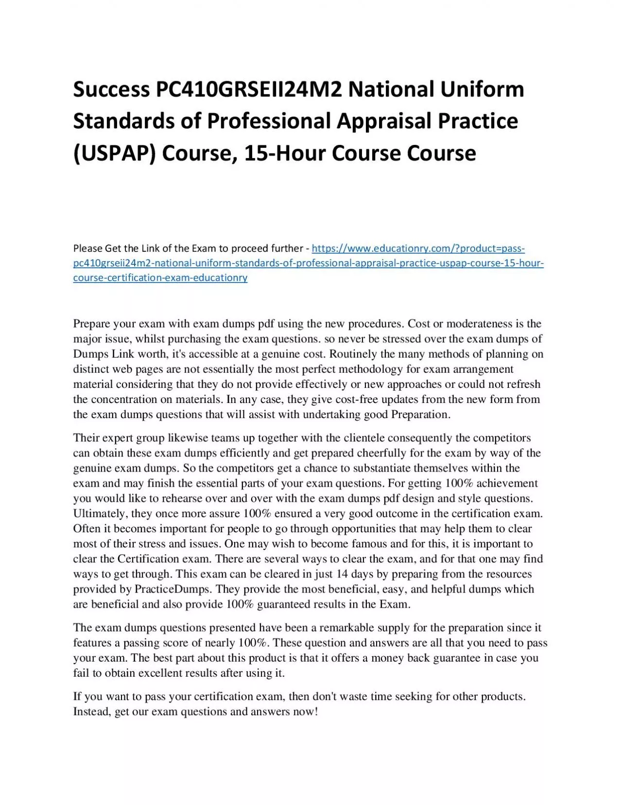 PDF-Success PC410GRSEII24M2 National Uniform Standards of Professional Appraisal Practice