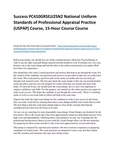 Success PC410GRSEJJ25N2 National Uniform Standards of Professional Appraisal Practice