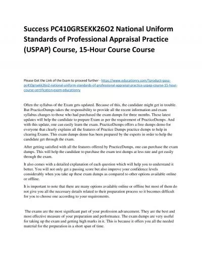 Success PC410GRSEKK26O2 National Uniform Standards of Professional Appraisal Practice (USPAP), 15-Hour Practice Course