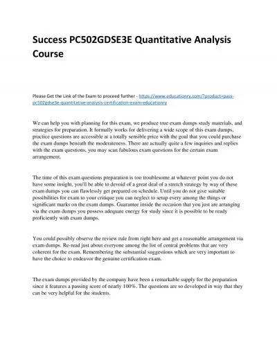 Success PC502GDSE3E Quantitative Analysis Practice Course