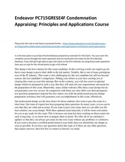 Endeavor PC715GRESE4F Condemnation Appraising: Principles and Applications Practice Course