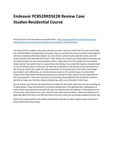 Endeavor PC852RRDSE2B Review Case Studies-Residential Practice Course